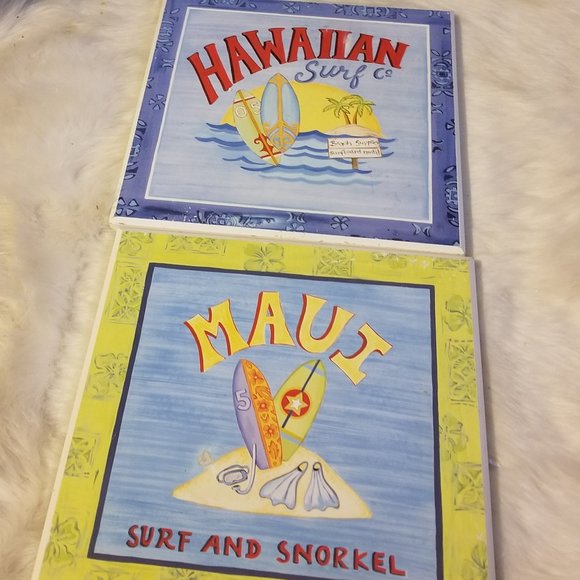 Home Other - 2 Home Surfing Fun Wood Plaques Maui & Hawaii